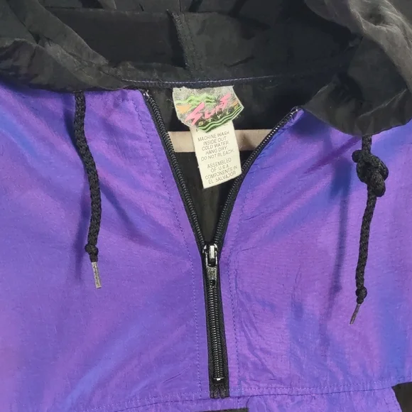 Surf Style,Vintage Purple and Black Windbreaker Jacket - Picture 8 of 17